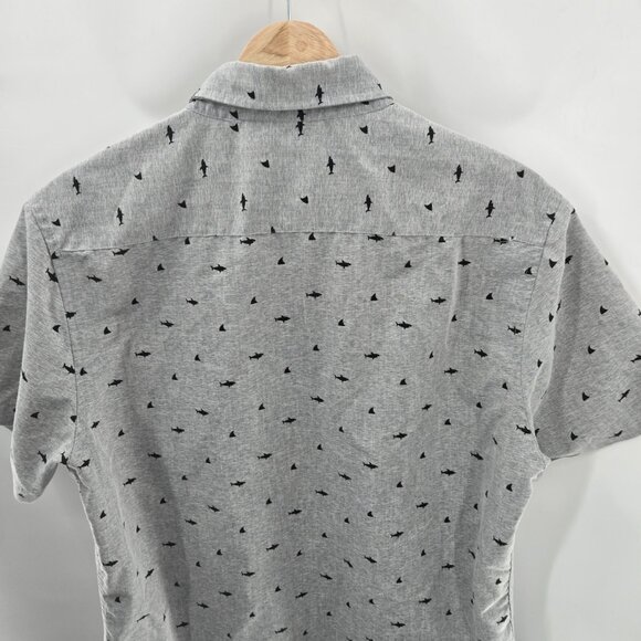 Molokai Surf Co Gray Sharks Short Sleeved Button Down Medium - Picture 9 of 14